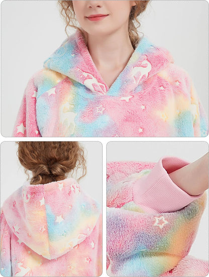KFUBUO Wearable Blanket Hoodie for Adults Sherpa All Patterns Cat Oversized Sweatshirt Blanket with Pockets for Women
