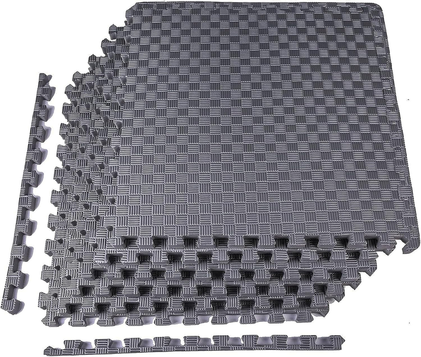 BalanceFrom Puzzle Exercise Mat 1/2" Thick, EVA Interlocking Foam Floor | Tiles for Home Gym, Mat for Home Workout Equipment, Floor Padding for Kids, Black, 24 in x 24 in x 1/2 in, 144 Sq Ft-36 Tiles