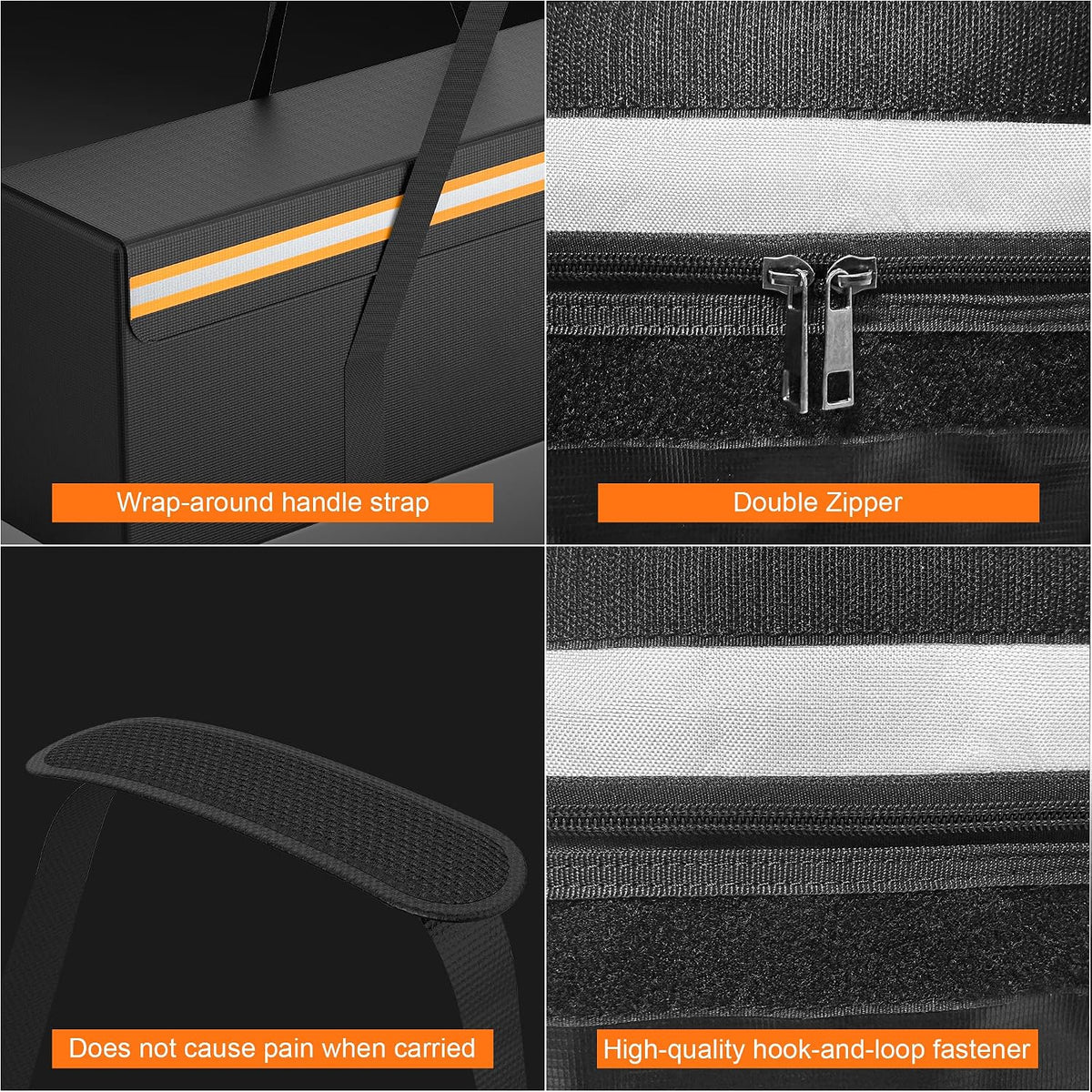 Large Fireproof Document Bags, 24x12x12" Waterproof Storage Firesafe Bag, Large Capacity Waterproof Photo Storage Box with Reflective Strip for Valuables & Passport, Silicone Coating & Zipper Closure