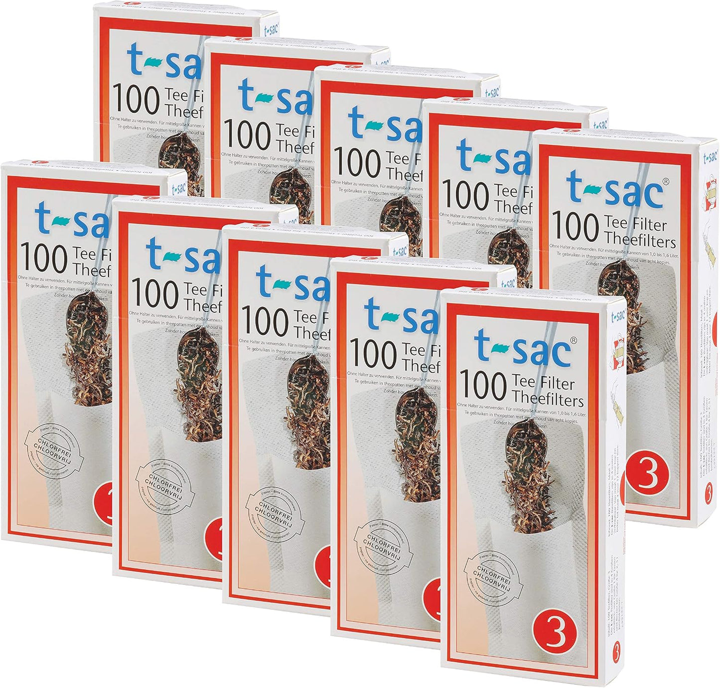 T-Sac Tea Filter Bags, Disposable Tea Infuser, Number 3-Size, 3 to 8-Cup Capacity, Set of 200