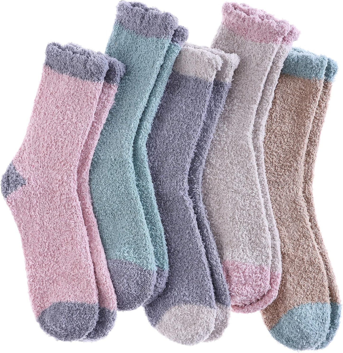 LANLEO 5/6 Pairs Womens Super Soft Fuzzy Plush Warm Winter Home Sleeping Slipper Socks
