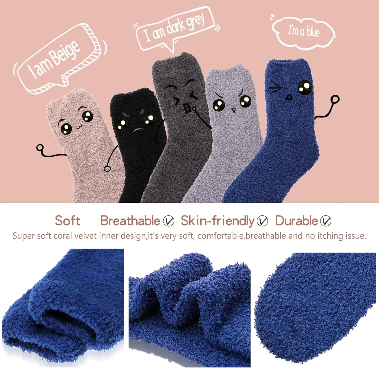 EBMORE Womens Fuzzy Socks Slipper Fluffy Cozy Comfy Cabin Plush Warm Winter Sleep Home Soft Socks