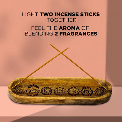 Incense Holder-Incense Burner/Ash Catcher-Handmade Wooden Insence Tray Home Decor 11x4x1.2 Inches