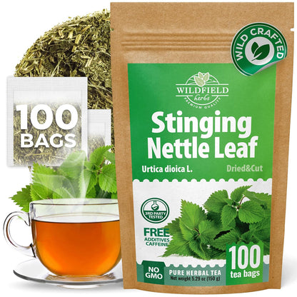 100 Bags Nettle Leaf Tea Dried Stinging Nettle Herb (Urtica Dioica) - 100 Count 1.5g Tea Bags Herb Hojas De Ortiga