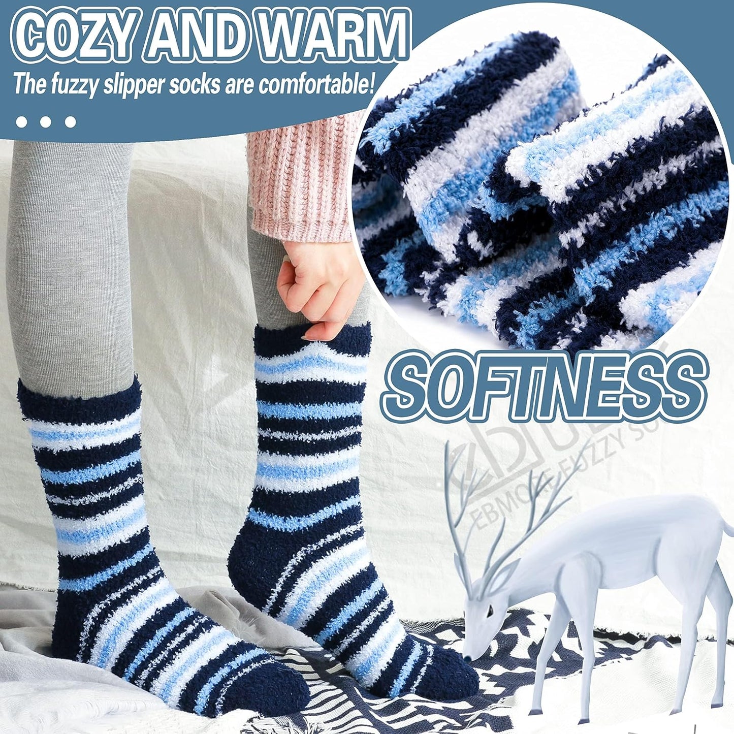 EBMORE Womens Fuzzy Socks Slipper Fluffy Cozy Comfy Cabin Plush Warm Winter Sleep Home Soft Socks