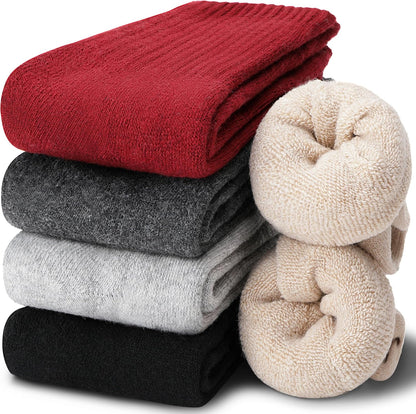 EBMORE Merino Wool Socks for Women Hiking Thermal Warm Winter Thick Boot Cozy Crew Comfy Work Socks for Ladies 5 Pairs