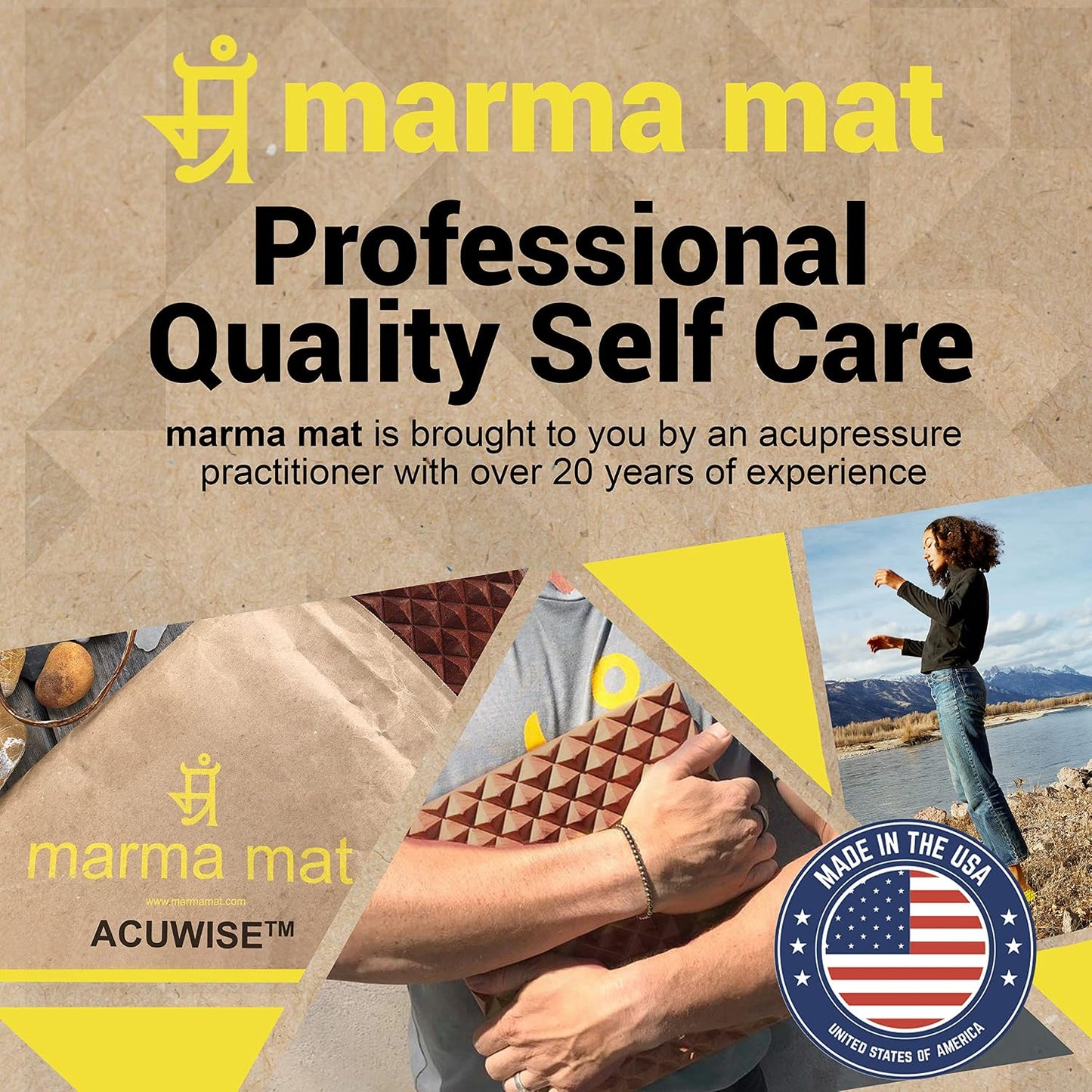 Premium Mohagany Wood Acupressure Reflexology marma mat for Feet, Back | Neck Pain | Sciatica | Plantar Fasciitis | Insomnia | Stress Relief | Patented Curve Design | Made in USA