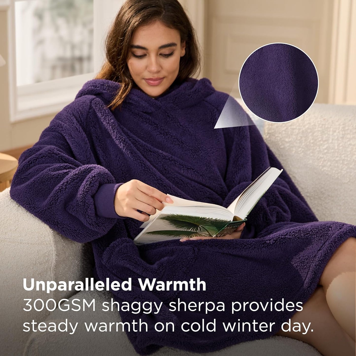 Bedsure Wearable Blanket Hoodies, Blanket Hoodie as Mothers Day Birthday Gifts for Mom Women, Warm Cozy Soft Sweatshirt Hooded Blankets for Women Men Adults, Grey, Standard