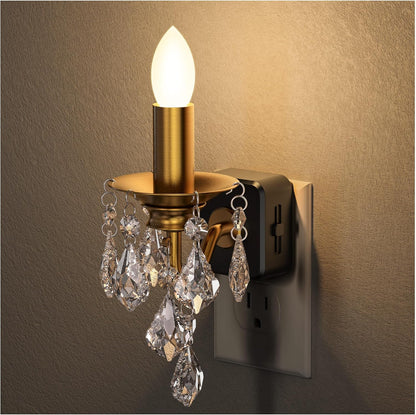 Briignite Flameless Candle Night Light, 2 Pack, Night Lights Plug into Wall, Candle Nightlight with Light Sensor, 0-100LM Dimmable LED Night Light Plug in, 1800K Amber Nightlight for Hallway Bathroom