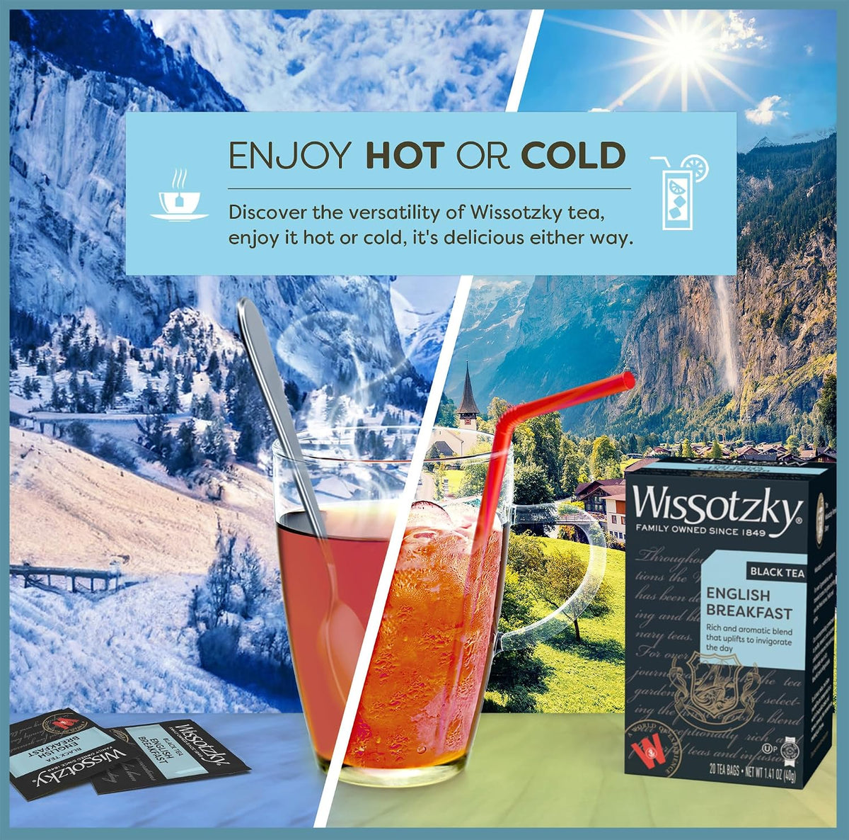 Wissotzky English Breakfast Black Tea (6 Pack - 120 Tea Bags) | Robust & Invigorating Tea | Antioxidant Rich | Energizing Black Tea Bags