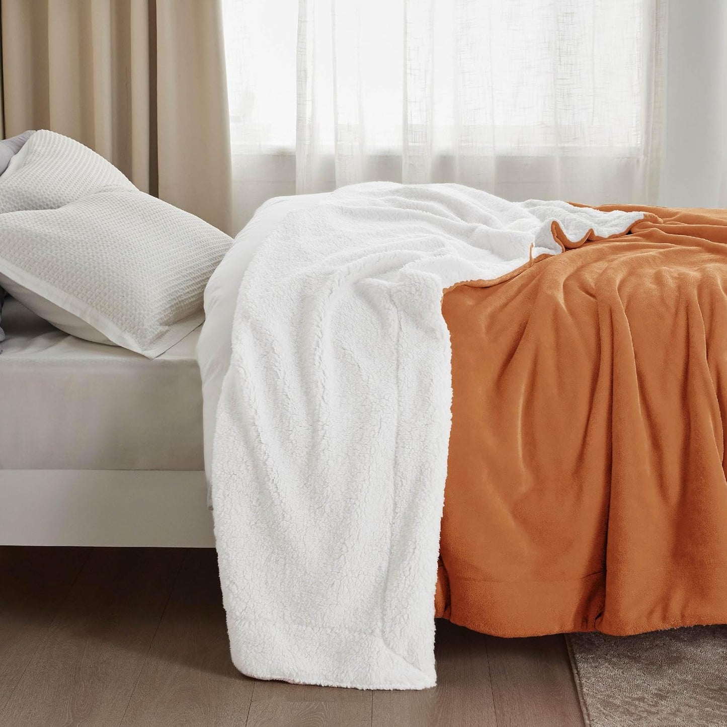 Bedsure GentleSoft Sherpa Fleece Throw Blanket for Couch, Non-Heated, Thick & Warm Cozy Blanket for Winter, Soft Fuzzy Plush Throw Gifts for Women and Men, Grey, 50x60 Inches