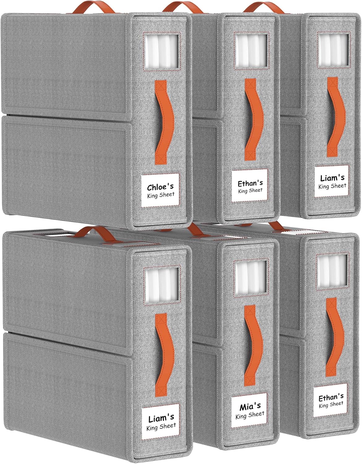 Bed Sheet Organizers, Foldable Linen Closet Storage, 4 Pack, Grey
