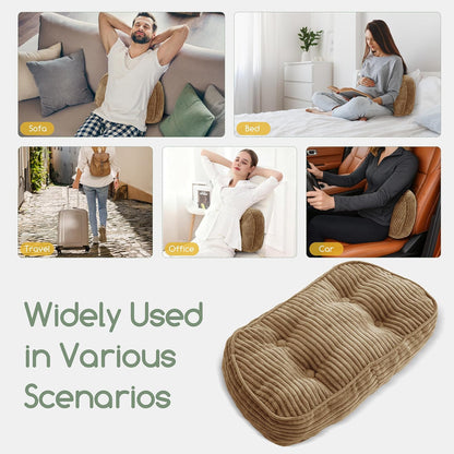 HIGOGOGO Lumbar Support Pillow for Recliner Chair/Accent Chair/Couch/Office Chair, Tufted Corduroy Back Support Cushion for Elderly, Recliner Cushions for Back Rest, Pain Relief, Reading, Brown