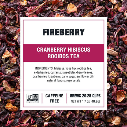 Tiesta Tea - Fireberry, Loose Leaf, Cranberry Hibiscus Rooibos Tea, 1.7oz