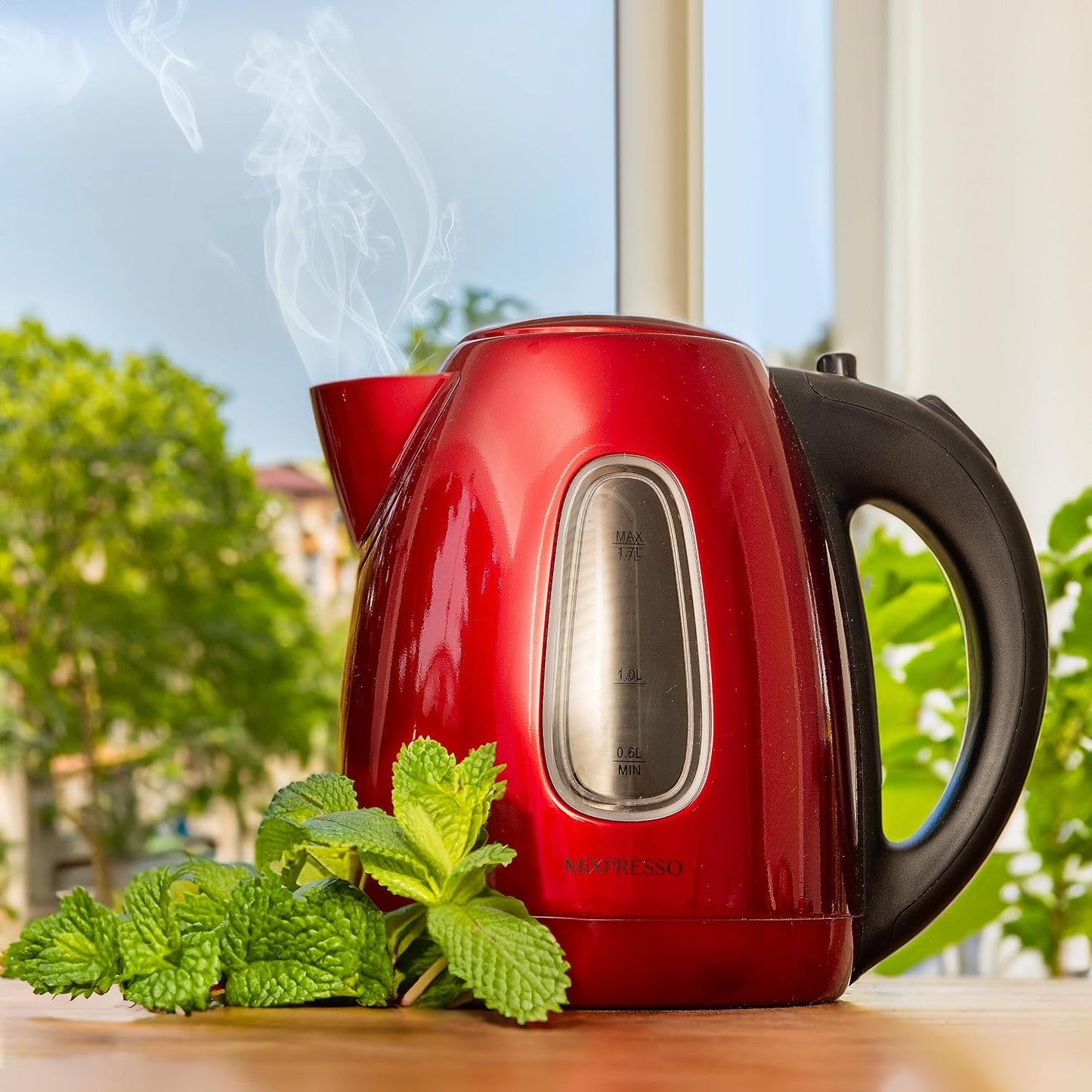 Mixpresso Electric Kettle Temperature Control, Hot Water Kettle Electric, Cordless 1 Liter Capacity, Keep Warm & LED Indicator, Auto-Shutoff, Boil-Dry Protection, Stainless Steel Electric Kettle