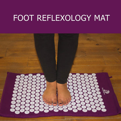 Acupressure Mat & Pillow Set – Extra-Long 29” Acupressure Therapy for Back & Neck Pain Relief, Sciatica, Stress Relief & Sleep Support Includes Carry Bag & Hot/Cold Pack (Purple)