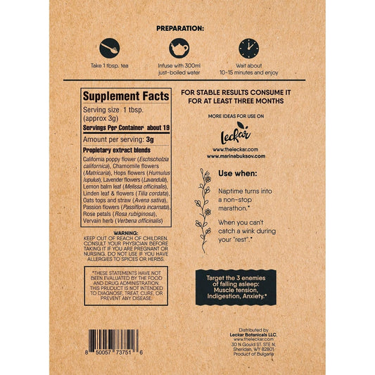 Sleep Aid Herbal Tea – Organic Calming Blend with Lemon Balm, Lavender, Linden, Chamomile, California Poppy, Passionflower, and Verbena – Supports Deep Sleep, Stress Relief and Relaxation