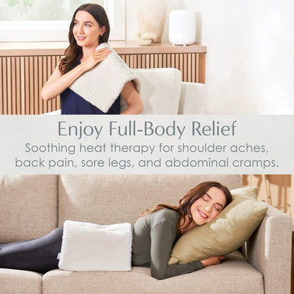 Pure Enrichment PureRadiance Luxury Heating Pad for Cramps, Back, Neck, & Shoulder Pain Relief, Patented Design, Soft Faux Fur & Micromink, 6 Heat Settings, Machine Washable, 12”x24” (Golden Sands)