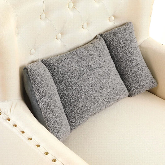 Queekay Fleece Lumbar Support Pillow 3 Section for Office Chair, Gray