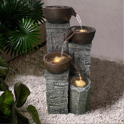 4-Tiered Outdoor Tabletop Water Fountain 17.9”
