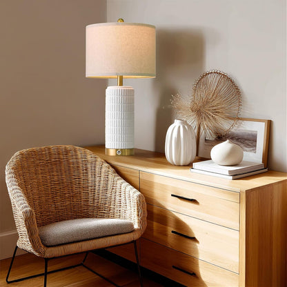 PoKat Touch Bedside Table Lamps with 2 USB for Bedroom Living Room, 25''