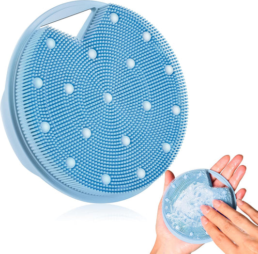 Silicone Body Scrubber -Anti Zinc Infused Exfoliating Body Scrubber | Anti Slip Silicone Loofah,Stiff & Soft Bristles for Cellulite Reduction,Blood Circulation - Black