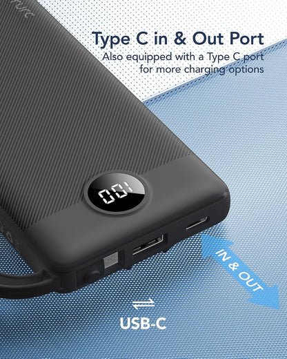 VRURC Portable Charger, Slim Power Bank Built-in 4 Cables, Travel Essential