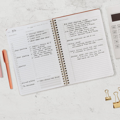 Beautiful Daily Planner And Notebook With Hourly Schedule - Spiral Notebook