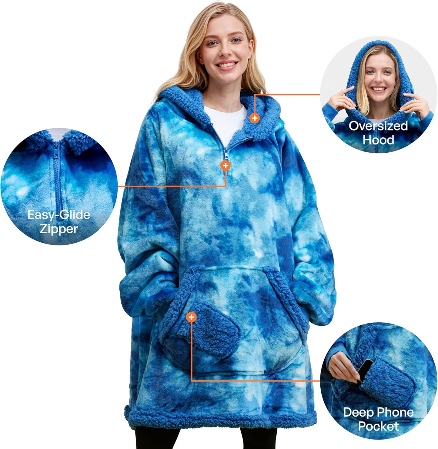 Giggling Getup Wearable Blanket Hoodie for Adults Gifts for Teen Girls Sister Women Sherpa Fleece Printed Hooded Blanket Sweatshirt Warm Cozy with Pocket & Sleeves Beige Cat