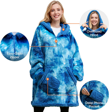 Giggling Getup Wearable Blanket Hoodie for Adults Gifts for Teen Girls Sister Women Sherpa Fleece Printed Hooded Blanket Sweatshirt Warm Cozy with Pocket & Sleeves Beige Cat