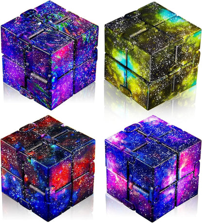 Skylety Cube Anxiety Relief Toy Hand Held Magic Sensory Stress Cube Toy for Adults Relieve Stress Christmas Party Favors(4 Pcs,Starry)