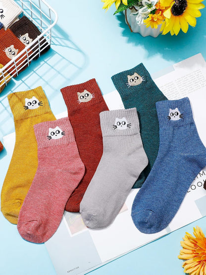 Eurzom 10 Pairs Socks Womens Crew Elastic Ankle Length Cotton Socks Aesthetic Cute Lightweight Low Cut Gifts for Women - Colors B