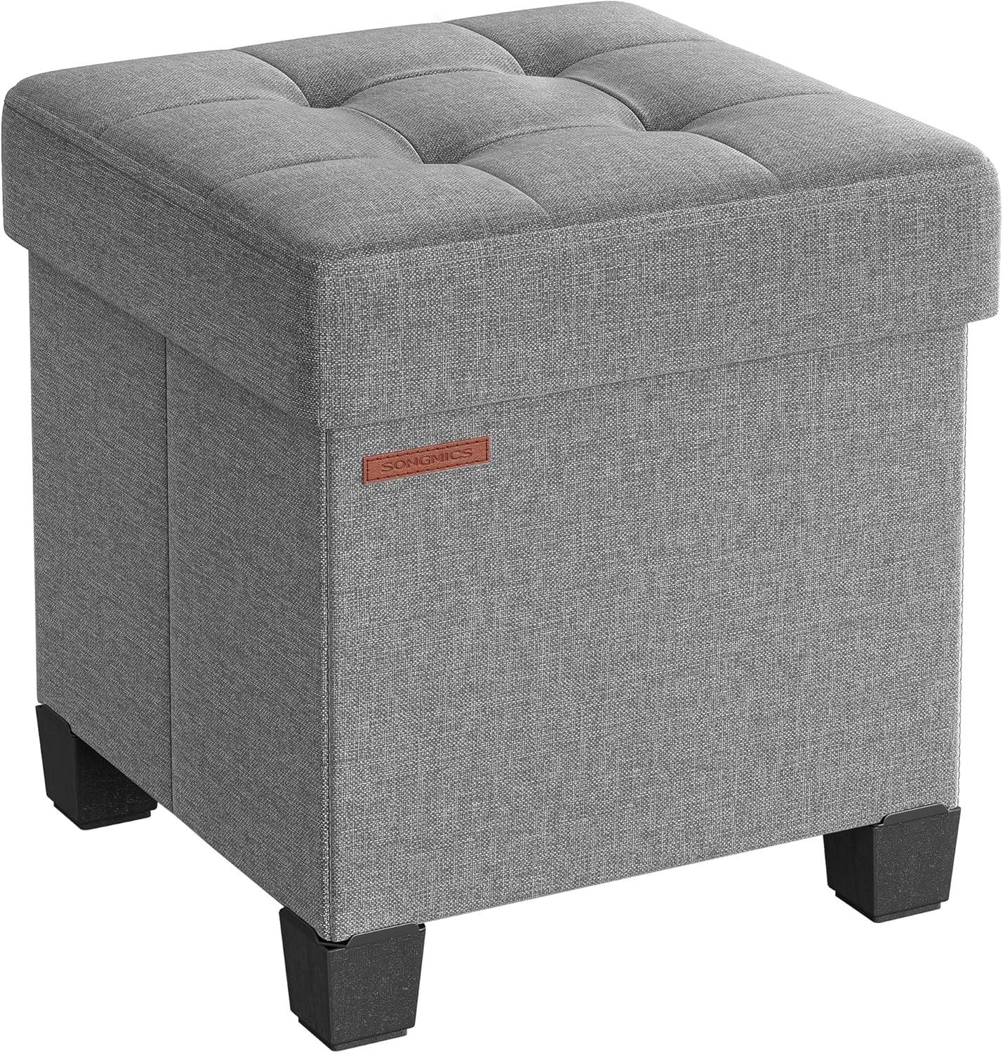 SONGMICS Storage Ottoman, Small Ottoman Foot Rest with Legs, 12.6 x 15.7 x 13.2 Inches Foot Stool, Load up to 660 lb, for Living Room, Bedroom, Dorm, Slate Gray ULSF012G01