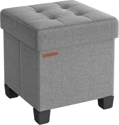 SONGMICS Storage Ottoman, Small Ottoman Foot Rest with Legs, 12.6 x 15.7 x 13.2 Inches Foot Stool, Load up to 660 lb, for Living Room, Bedroom, Dorm, Slate Gray ULSF012G01