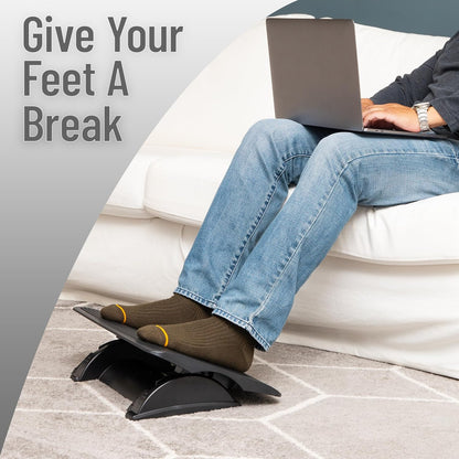 Mind Reader Foot Rest, Under Desk at Work, Ergonomic, Height Adjustable, Office, Plastic, Black