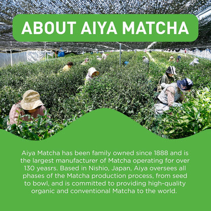 Aiya Japanese Sweetened Matcha Powder to Go Sticks - Ceremonial Grade, Vegan-Friendly, Gluten-Free - 8 Individually Packed Single-Serving Sticks for Freshness and Convenience