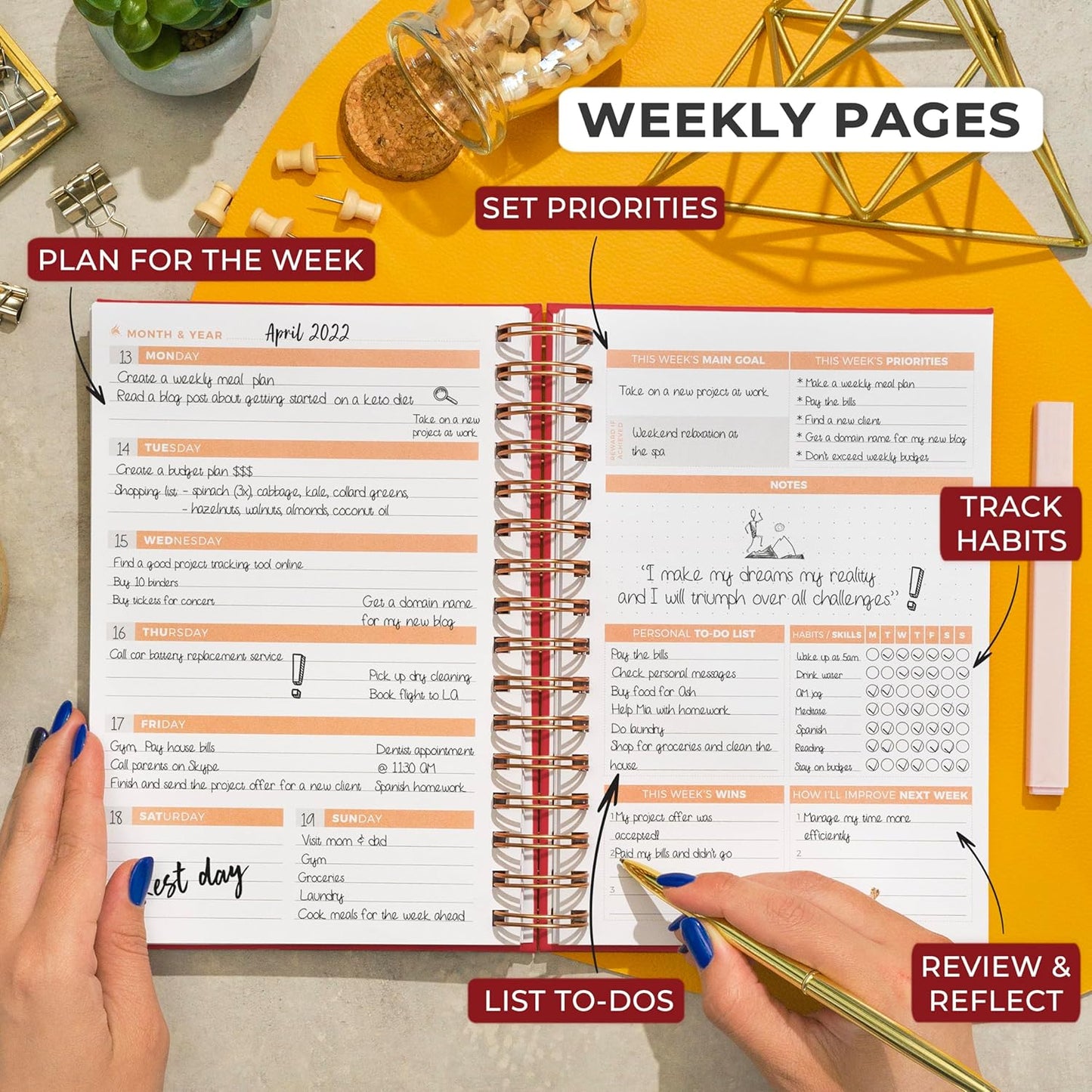 Clever Fox Planner 2nd Edition – Colorful Weekly & Monthly Goal Planner, Time Management & Productivity Organizer, Undated, A5 (Dark Teal)