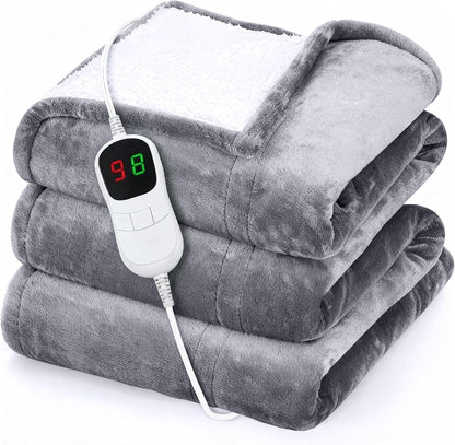GENIANI Electric Heating Pad for Back Pain & Cramps Relief, Electric Throw, Self Care Gifts for Women, Heating Pad for Neck & Shoulder, Machine Washable Microplush, Auto Shut Off (12"x24", Tabby Gray)