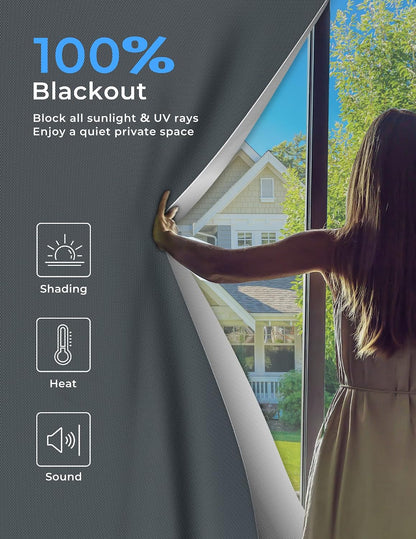 Sumobaby Blackout Curtains 63"x70" Portable No Drill Black Out Window Cover - Colors A