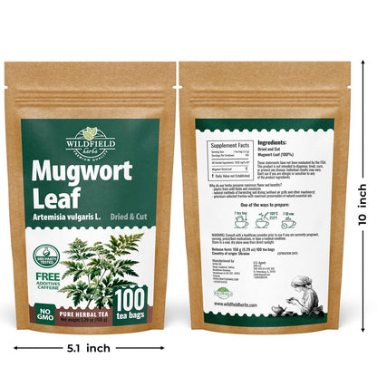 100 Bags Dried Mugwort Tea Mugwort Herb (Artemisia Vulgaris) - 100 Count 1.5g Bags Artemisa