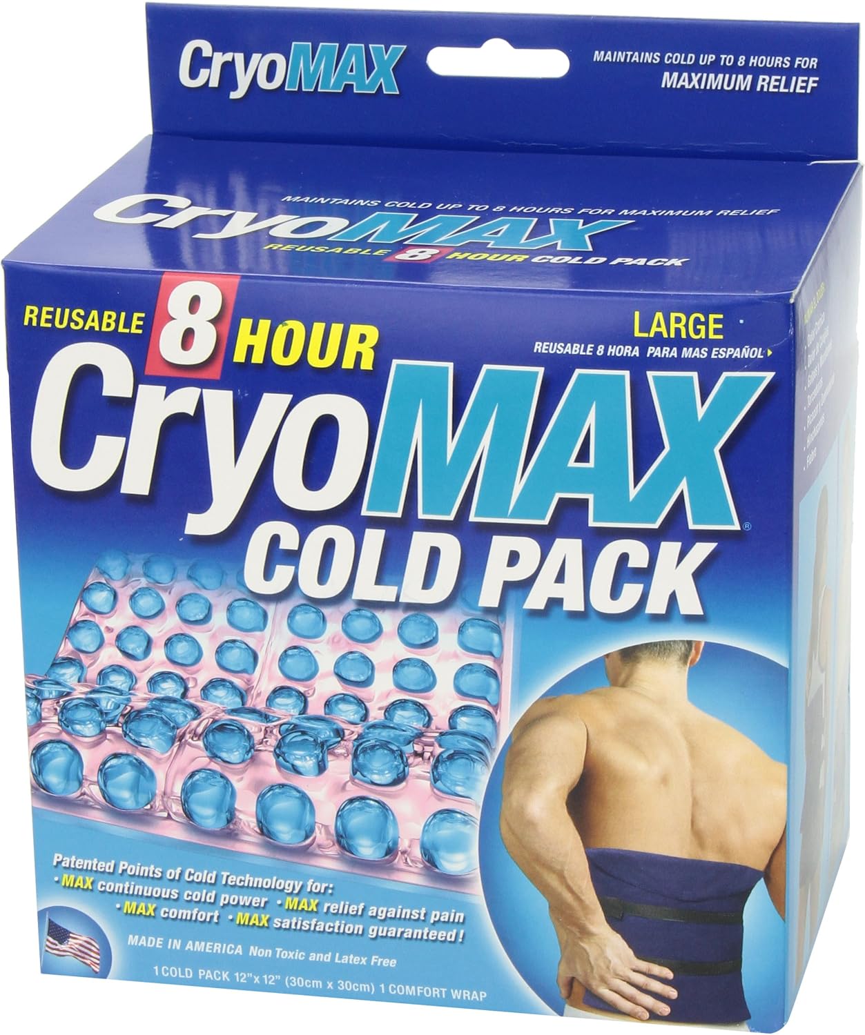 Cryo-Max Cold Pack, 8 Hour Reusable Cold Therapy Ice Pack for Elbows, Knees, Neck + More, Medium, 6" x 12" (1 Count)