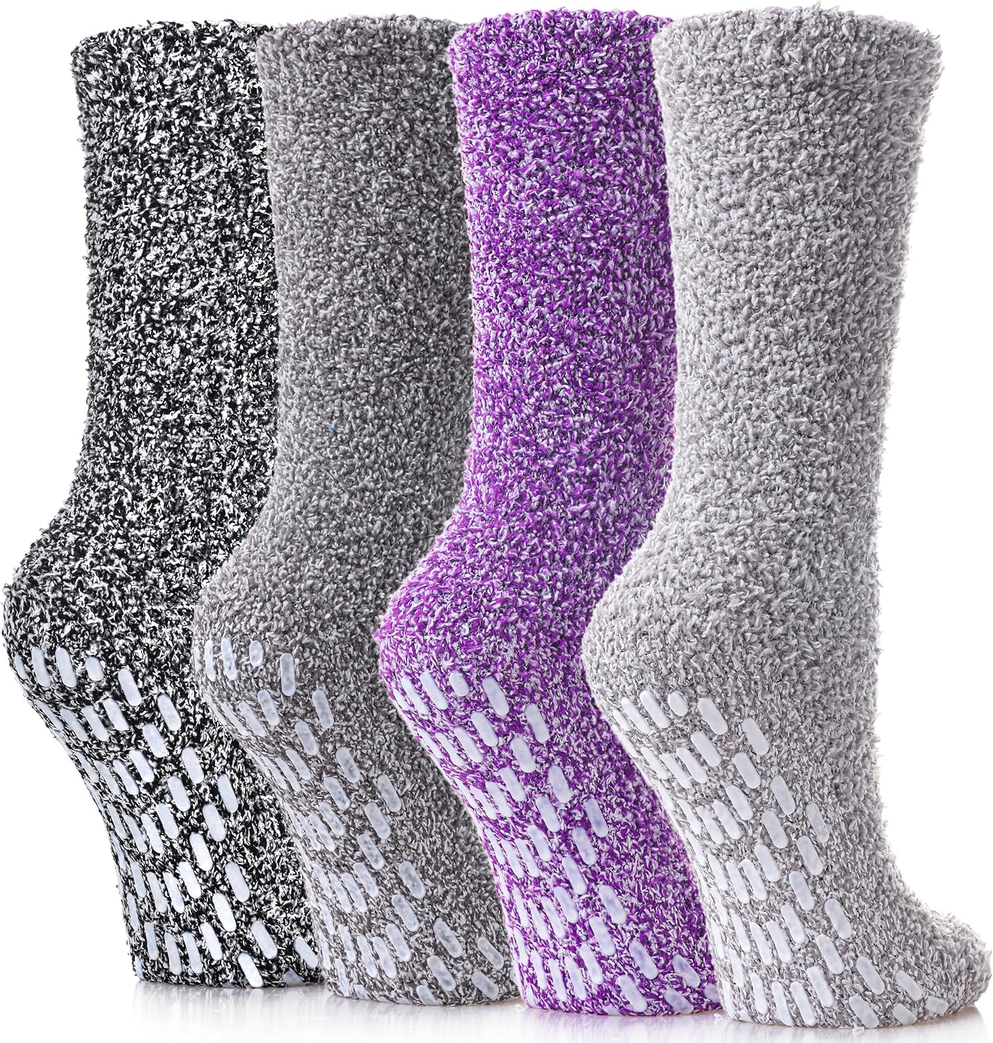LINEMIN Non-Slip Fuzzy Socks for Women - Cozy Hospital Soft Fluffy Socks With Grips - Winter Warm Slipper