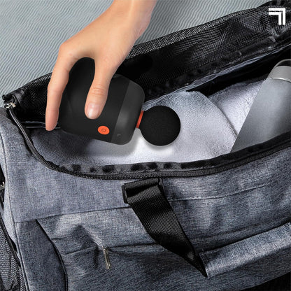 Sharper Image Mini Massage Gun, Powerboost Palm Rechargeable Deep Tissue Percussion Handheld Massager, 4 Adjustable Speeds, 4 Attachment Heads, Full Body Muscle Pain Relief Gift, Black