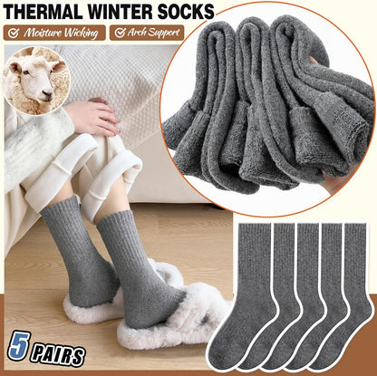 EBMORE Merino Wool Socks for Women Hiking Thermal Warm Winter Thick Boot Cozy Crew Comfy Work Socks for Ladies 5 Pairs