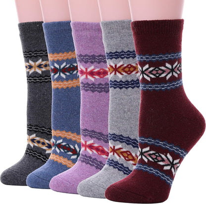 EBMORE Merino Wool Socks for Women Hiking Thermal Warm Winter Thick Boot Cozy Crew Comfy Work Socks for Ladies 5 Pairs