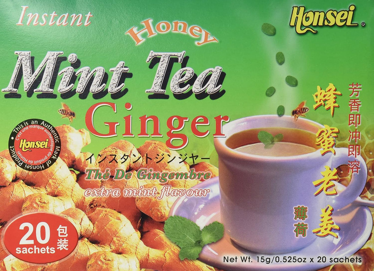 Honsei Instant MINT Ginger Honey Tea (20 Sachets) 15 G/0.525oz - Product of Singapore