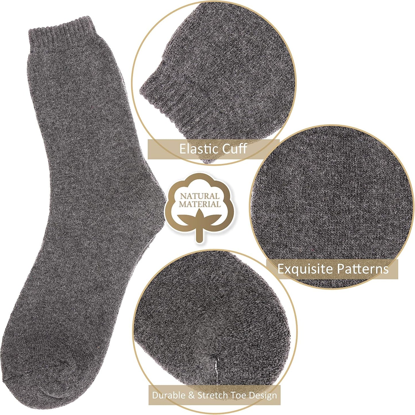 EBMORE Merino Wool Socks for Women Hiking Thermal Warm Winter Thick Boot Cozy Crew Comfy Work Socks for Ladies 5 Pairs