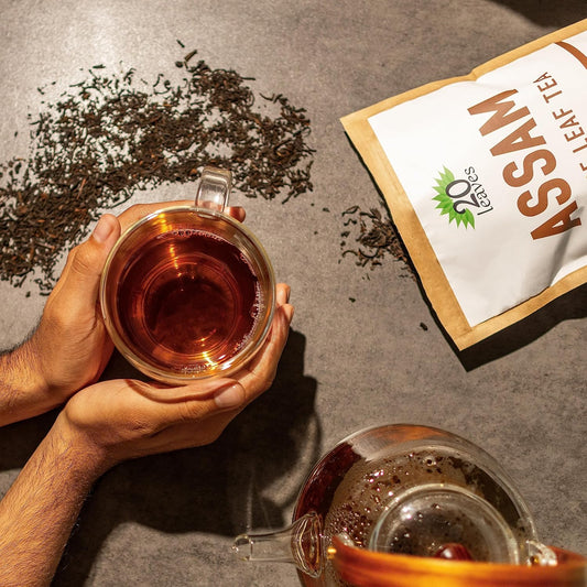 Assam Loose Leaf Black Tea - 100% Certified Organic - 1lb Pouch - 16oz Resealable Kraft Bag - 1 Pack