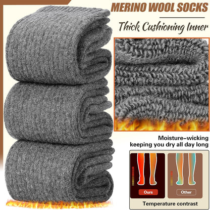 EBMORE Merino Wool Socks for Women Hiking Thermal Warm Winter Thick Boot Cozy Crew Comfy Work Socks for Ladies 5 Pairs