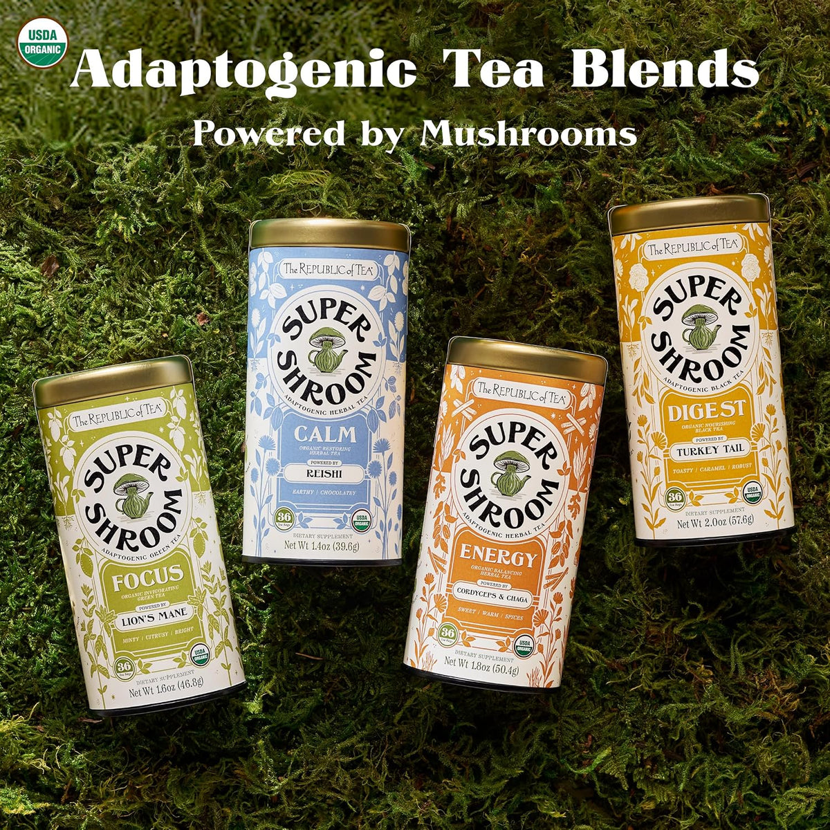 The Republic of Tea SuperShroom Organic Calm Herbal Tea, 36 Count
